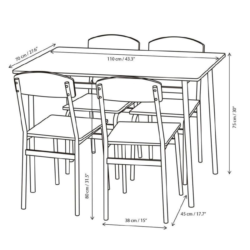 Comedor-Rectangular-Cafe-Claro-para-4-Personas-110x70x75-Cm---Z