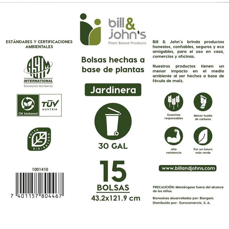Bolsa Biodegradable para Basura Tamaño Xl de 15 Pzas