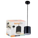 Lámpara Colgante 1 Luz Cilindro Aludra Negro