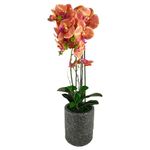 Orquídea Artificial Naranja en Maceta Gris