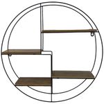 Repisa Circular de Pared Metal y Madera 50X10X50 Cm