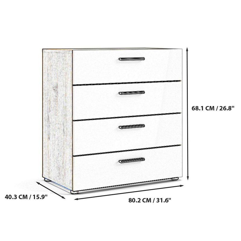 Gavetero Turin Blanco y Beige de 4 Gavetas