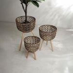Set de 3 Canastas de Papel y Madera 34x3 Cm