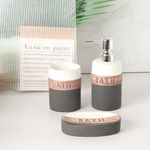 Set de 3 Piezas para Baño Gris con Blanco