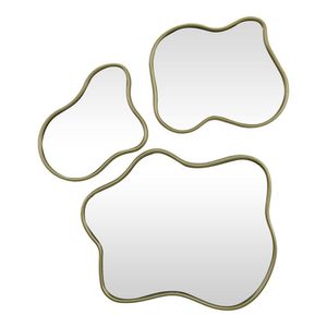 Set de 3 Espejos Ondulados Dorados