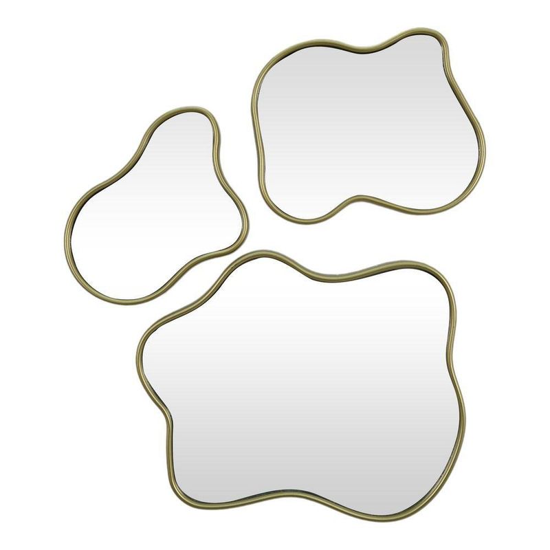 Set de 3 Espejos Ondulados Dorados