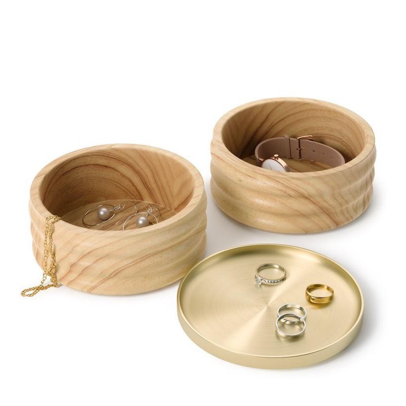 Joyero Circular de Madera con Acabado Natural