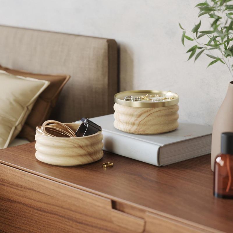 Joyero Circular de Madera con Acabado Natural