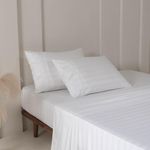 Set de Sábanas Stripe Bamboo Blanco - Varios Tamaños