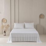 Set de Sábanas Stripe Bamboo Blanco - Varios Tamaños