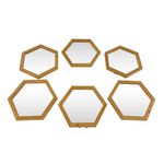Set de 6 Espejos Decorativos Hexagonales de Madera