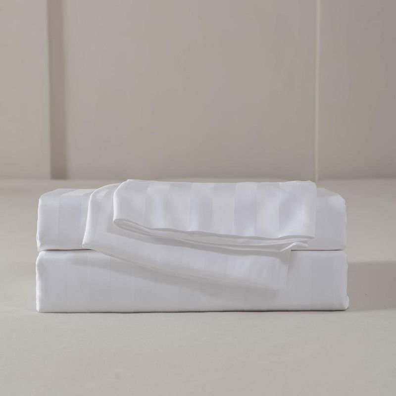 Set de Sábanas Stripe Bamboo Blanco - Varios Tamaños