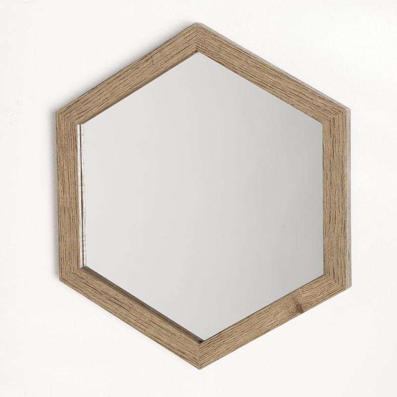 Set de 6 Espejos Decorativos Hexagonales de Madera