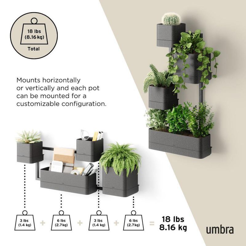 Repisa de Pared para Plantas Cubiko Negra