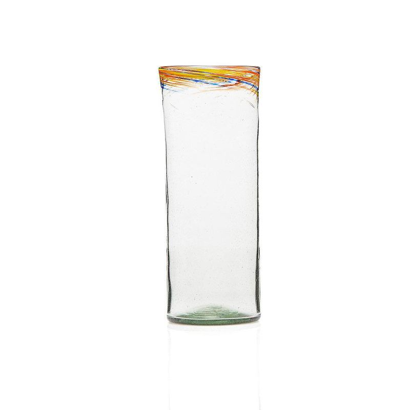 Florero de Vidrio con Cuello Veteado de 39x15.5 Cm