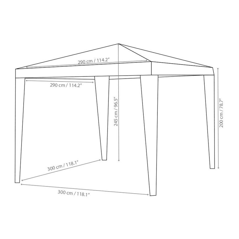 Toldo de Plástico para Exterior 2.9 X 2.9 X 2.45 M Varios Colores