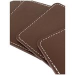 Set de 6 Portavasos Cuadrados de Piel Sintética con Base Café
