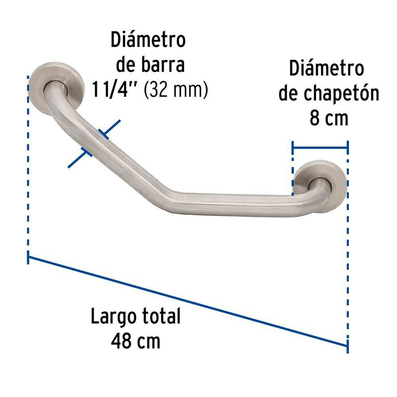 Barra Angular de Seguridad Acero Inoxidable 40 Cm
