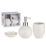 Set de Accesorios para Baño Ovalado Blanco de Cerámica y Metal