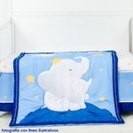 Set De Edredón Para Cuna Elefante Azul 2 Pzas