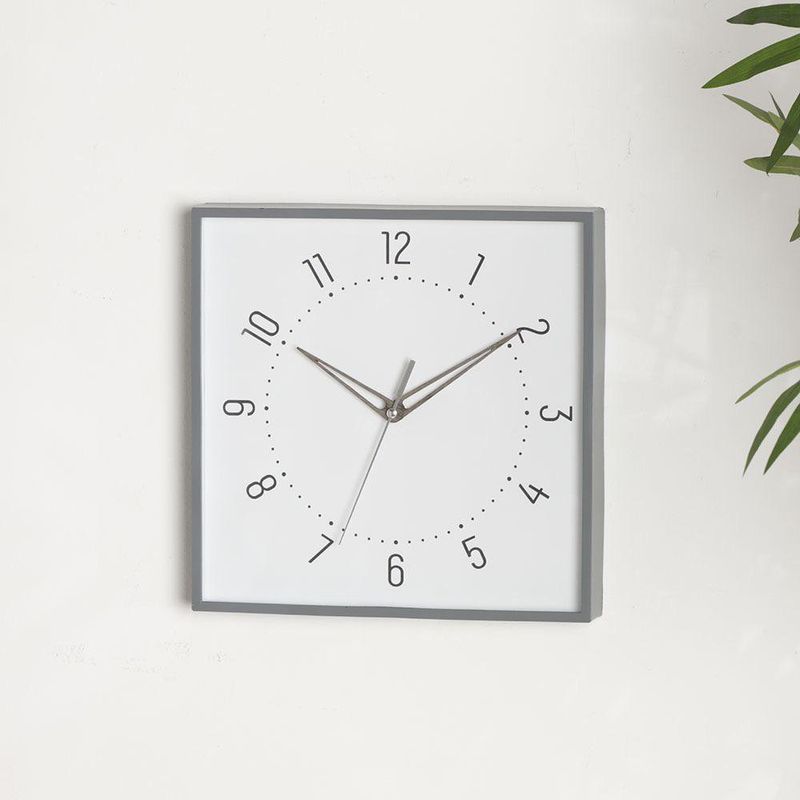 Reloj de Pared Cuadrado Decorativo Gris 28.4x4x28.4 Cm