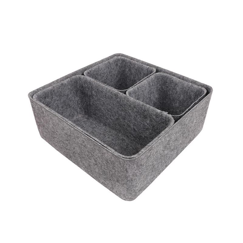 Set de Cajas para Organización de Fieltro Gris 4 Pzas