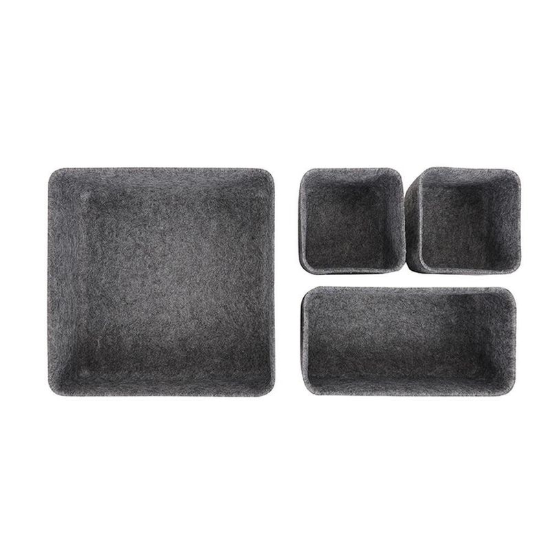 Set de Cajas para Organización de Fieltro Gris 4 Pzas