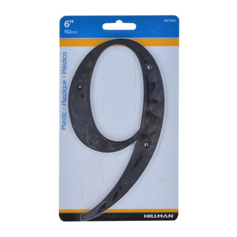 Número 9 de Plástico Negro 6 Plg - Hillman
