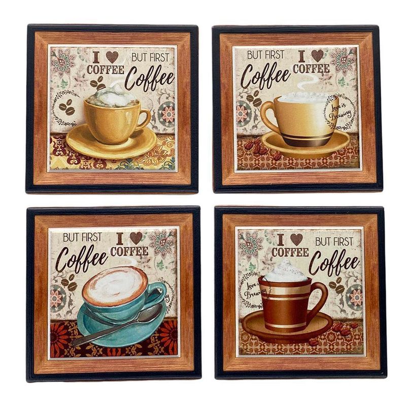 Set de 4 Porta Vasos I Love Coffee