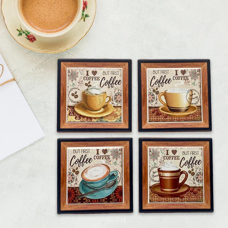 Set de 4 Porta Vasos I Love Coffee