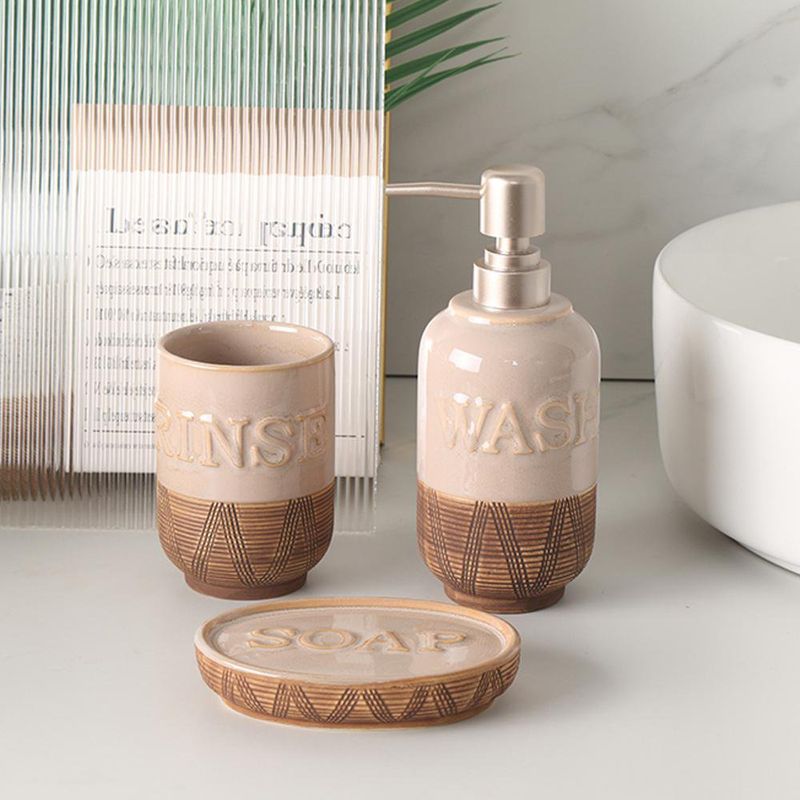 Set de 3 Piezas para Baño Beige con Café