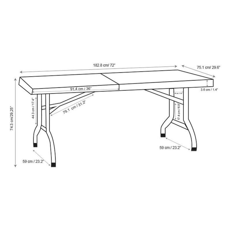 Mesa de Exterior Plegable Oskar Blanca 182X75X74 Cm