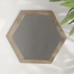 Set de 6 Espejos Decorativos Hexagonales de Madera Natural