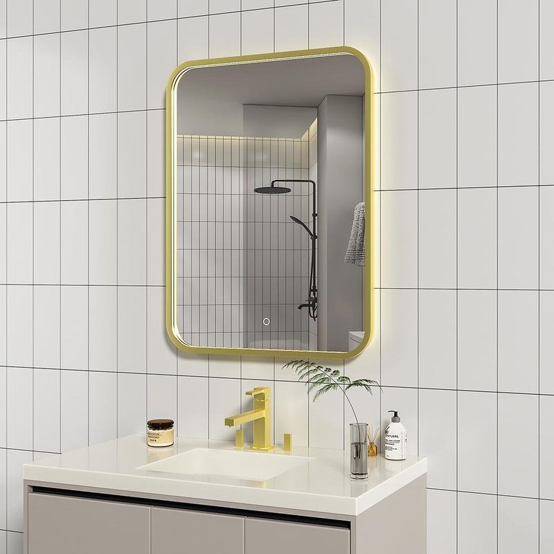 Espejo LED Rectangular Dorado