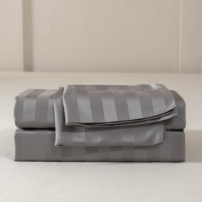 Set de Sábanas Gris Stripe Bamboo - Varios Tamaños