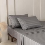 Set de Sábanas Gris Stripe Bamboo - Varios Tamaños