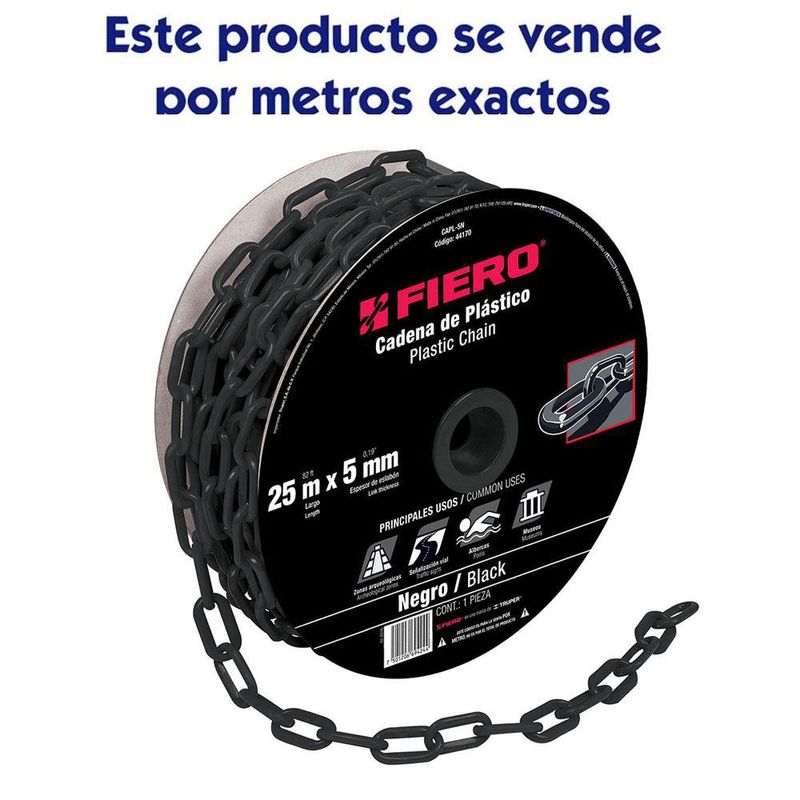 Cadena De Plástico Negro De 30 Lbs - Fiero