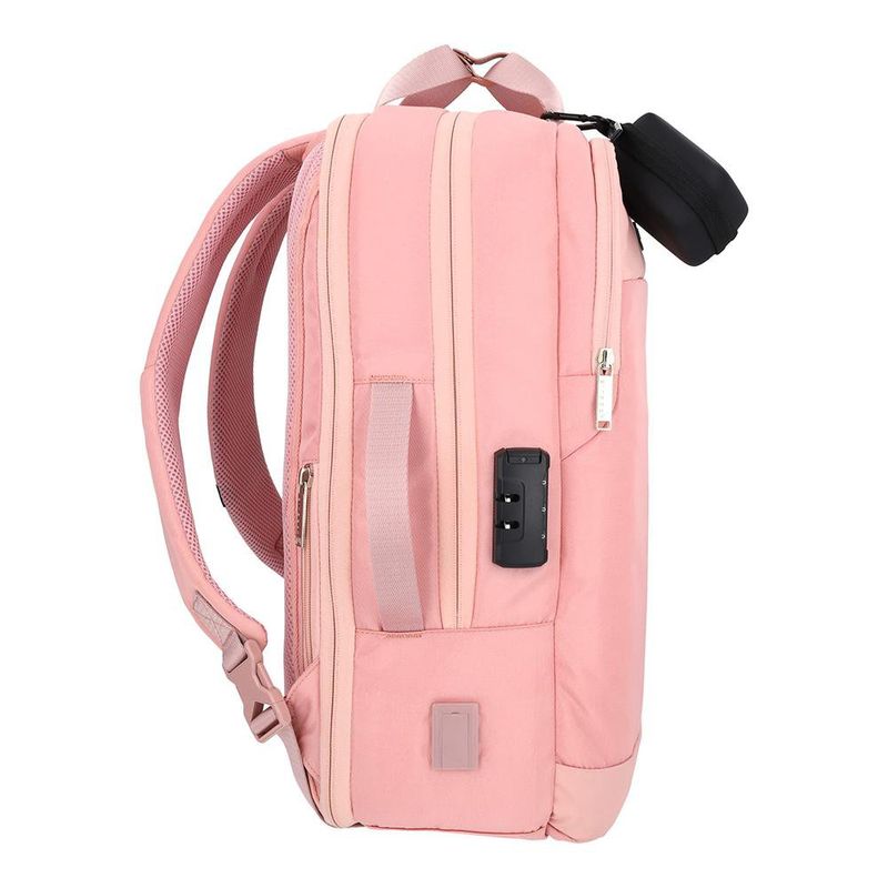 Mochila Rosa con Múltiples Compartimentos