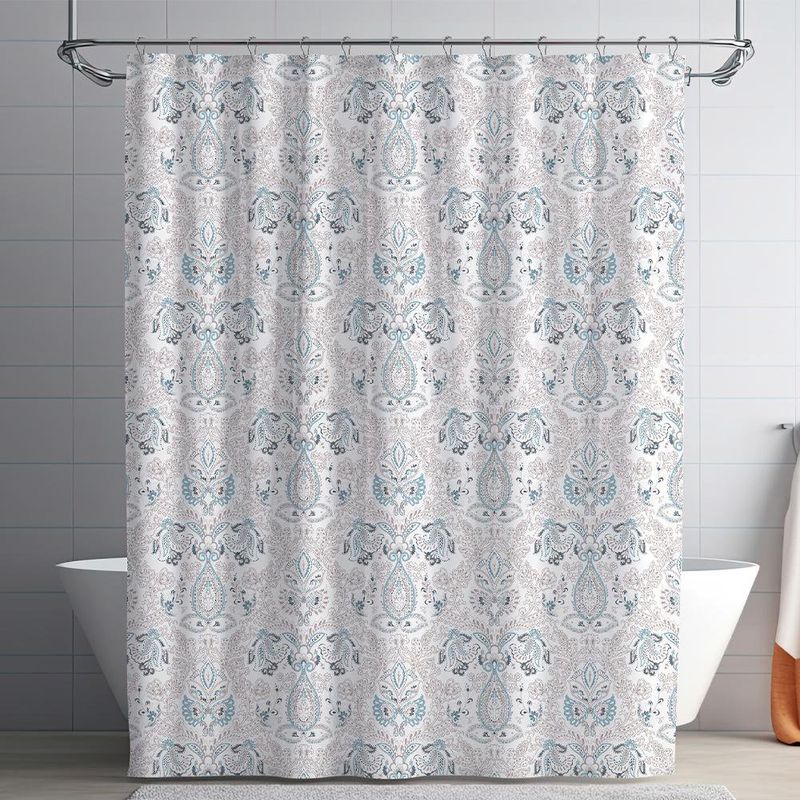 Set de Cortina con Ganchos Diseño Mándalas Azules