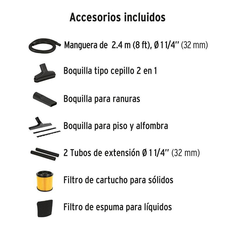 Aspiradora de Contenedor Acero Inoxidable de 5 Gal 4 Hp