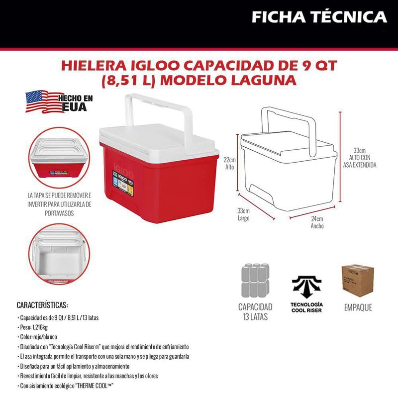 Hielera tipo Lonchera 8 Lt Rojo