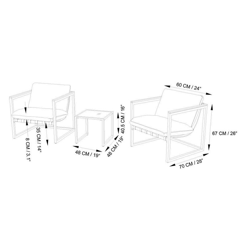 Set de Sillones y Mesa Ariel 3 Pzas