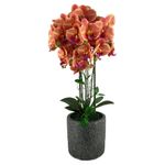 Orquídea Artificial con Maceta Naranja y Amarillo