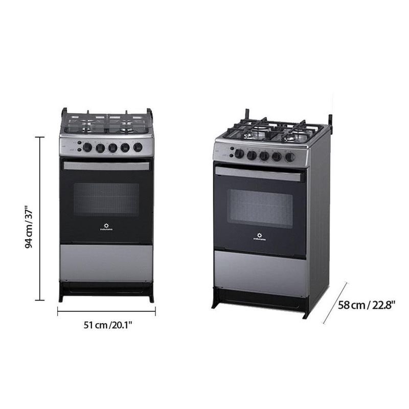 Estufa D/Gas 20Gris Con Horno - Indurama