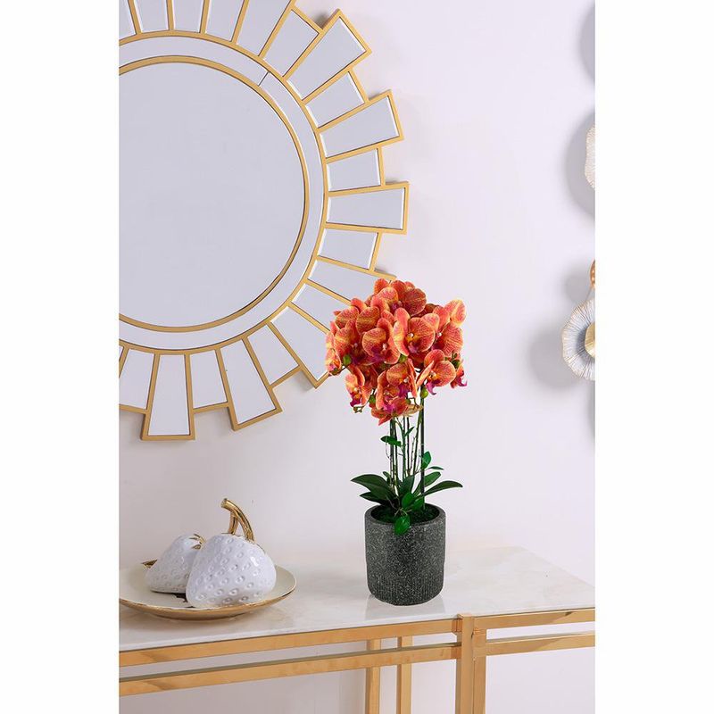 Orquídea Artificial con Maceta Naranja y Amarillo