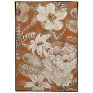Cuadro Decorativo de Flores Beige y Naranja