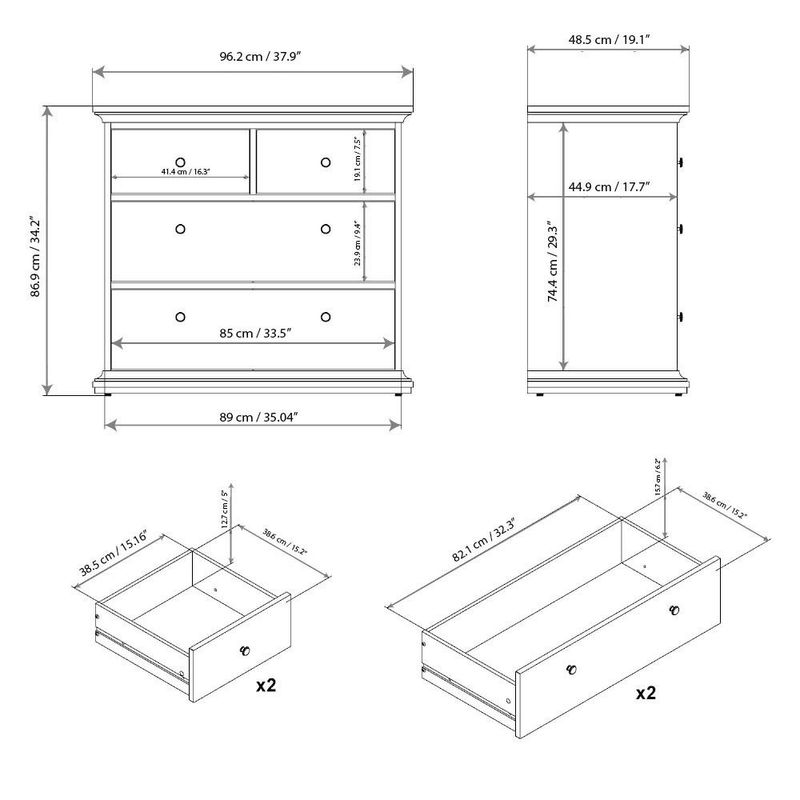 Gavetero Monet Blanco de Madera con 4 Gavetas