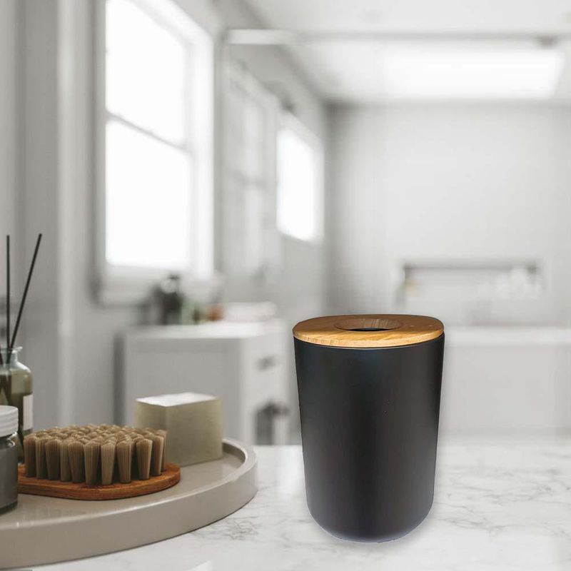 Papelero Eco Vanity Negro y Madera Natural