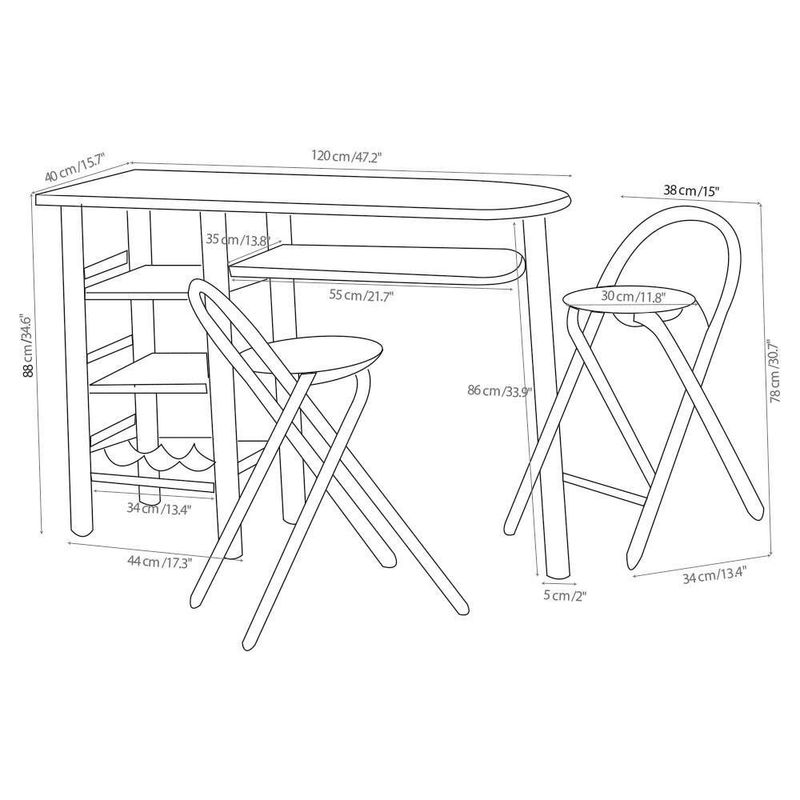 Desayunador-Rectangular-Cafe-Claro-para-2-Personas-120x40x70-Cm---Z