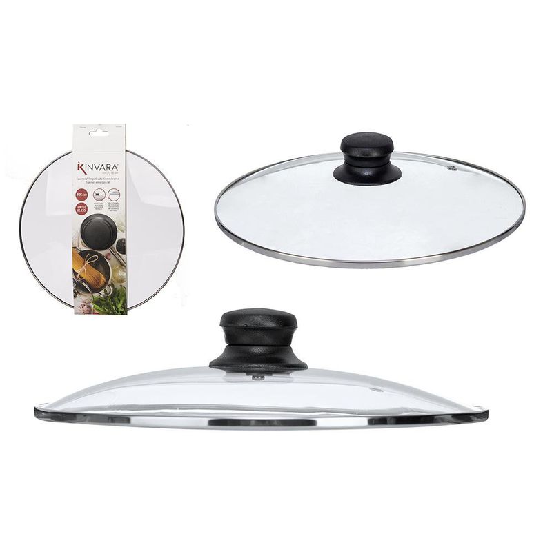 Tapadera de Vidrio Templado con Perilla Negra 26 Cm